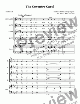 page one of The Coventry Carol