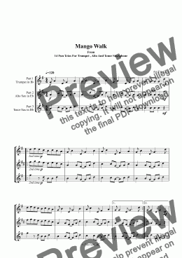 page one of Mango Walk. Trio For Trumpet, And Alto And Tenor Saxophone