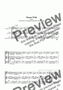page one of Mango Walk. Trio For Trumpet, French Horn And Trombone