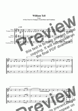 page one of William Tell. Trio For Trumpet, French Horn And Trombone