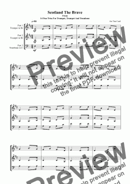 page one of Scotland The Brave. Trio For Trumpet, Trumpet And Trombone