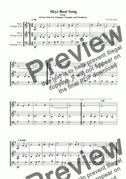 page one of Skye Boat Song. Trio For Trumpet, Trumpet And Trombone
