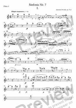 page one of Dvořák, Sinfonie Nr. 7 op. 70, I. Allegro maestoso – fl1