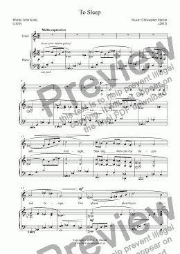 page one of To Sleep (Song for Tenor and Piano)
