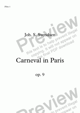 page one of Svendsen, Carneval in Paris op. 9 – fl1