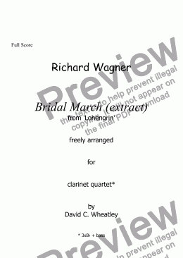 page one of Wagner - Bridal March (Lohengrin) for clarinet quartet