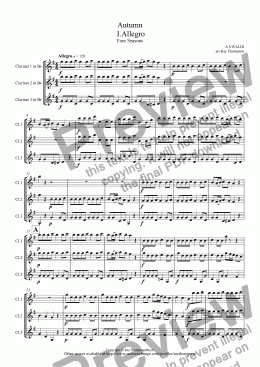 page one of Four Seasons:Autumn:Mvt I.Allegro (Abridged version)(arr.Clarinet Trio)