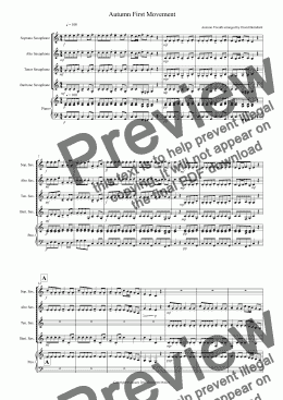 page one of Autumn "Four Seasons" for Saxophone Quartet