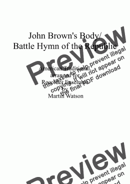page one of John Brown’s Body/Battle Hymn of the Republic for Recorder Ensemble.