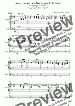 page one of Norwegian Folk Tune (Organ Solo)