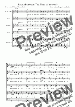page one of POLISH CAROL: Sliczna Panienka (The fairest of maidens) SATB choir  a cappella