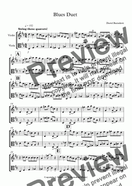 page one of Blues Duet for Violin and Viola