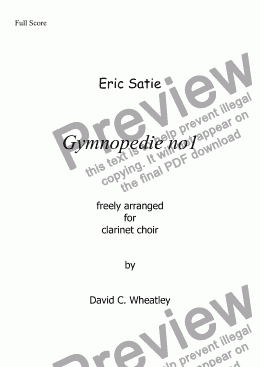 page one of Gymnopedie no1 (Satie) for clarinet choir