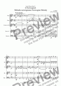 page one of Lyric Pieces Op.12: 6.Norwegisch (Mélodie Norwégienne-Norwegian Melody)