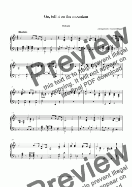 page one of Prelude & Accompaniment ’Go, tell it on the mountain’ 