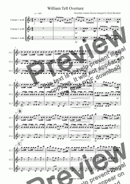 page one of William Tell Overture for Clarinet Trio