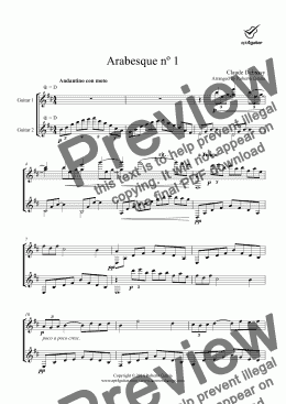 page one of Arabesque nº 1 for guitar duet