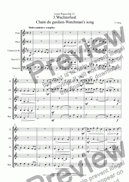 page one of Lyric Pieces Op.12: 3.Wachterlied ( Chant du gardien-Watchman’s song)