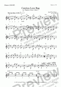 page one of Careless Love Rag (GS plus TAB)