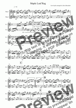 page one of Maple Leaf Rag for Flute Duet