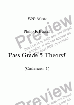 page one of Worksheet: ’Pass Grade 5 Theory!’ - Cadences 1