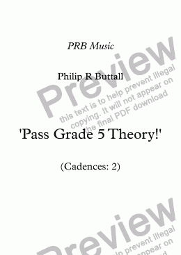 page one of Worksheet: ’Pass Grade 5 Theory!’ - Cadences 2