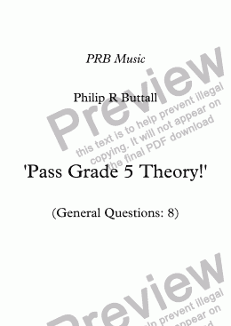 page one of Worksheet: ’Pass Grade 5 Theory!’ - General Questions 08