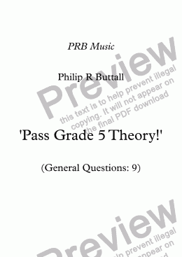 page one of Worksheet: ’Pass Grade 5 Theory!’ - General Questions 09