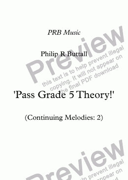 page one of Worksheet: ’Pass Grade 5 Theory!’ - Continuing Melodies 2 (up to end 2017) 