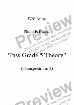 page one of Worksheet: ’Pass Grade 5 Theory!’ - Transposition 2