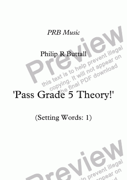 page one of Worksheet: ’Pass Grade 5 Theory!’ - Word-setting 1 (up to end 2017) 