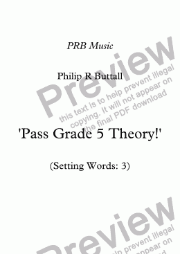 page one of Worksheet: ’Pass Grade 5 Theory!’ - Word-setting 3 (up to end 2017) 