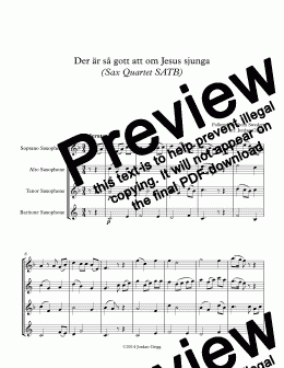 page one of Der är så gott att om Jesus sjunga (Sax Quartet SATB)