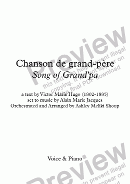page one of La Chanson de Grand-Père (Alain Jacques / Victor Hugo)