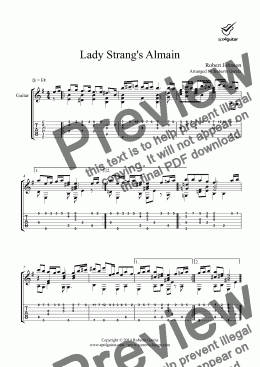 page one of Lady Strang’s Almain for solo guitar