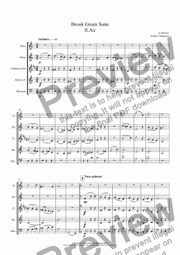 page one of Holst: Brook Green Suite: II.Air (arranged wind quintet)