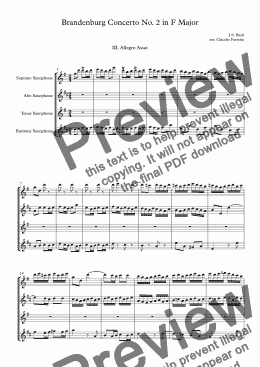 page one of Brandenburg Concerto No. 2 in F Major - III Movement