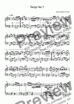 page one of Tango No 7 for solo piano