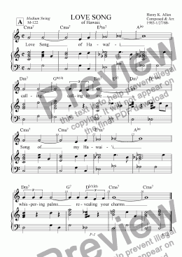 page one of Love Song Of Hawaii