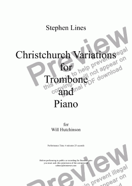 page one of Trombone & Piano: Christchurch Variations