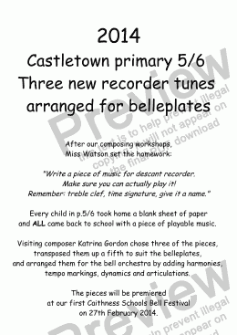 page one of New Tunes from Castletown School