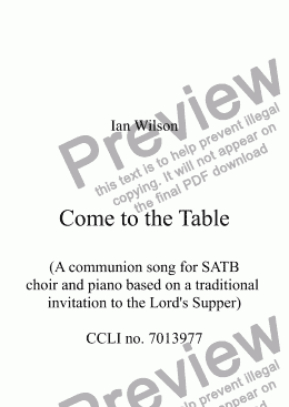 page one of Come to the Table