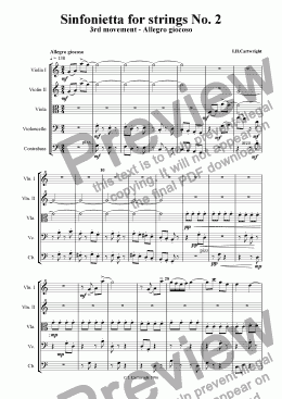 page one of Sinfonietta for Strings No. 2 - 3rd Movement