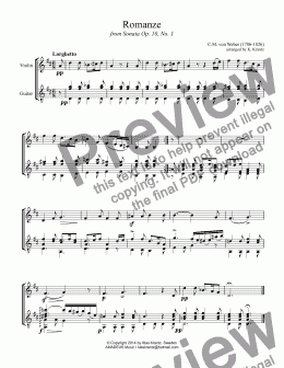page one of Romanze for violin and guitar