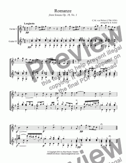 page one of Romanze for guitar duet