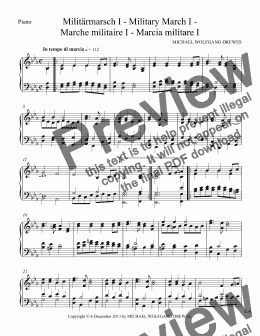 page one of Militärmarsch I - Klavierauszug