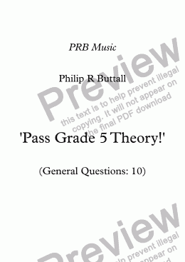 page one of Worksheet: ’Pass Grade 5 Theory!’ - General Questions 10