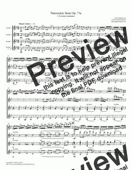 page one of Nutcracker Suite (I. Overture miniature) for Guitar Quartet