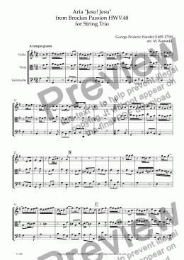 page one of Aria "Jesu! Jesu" from Brockes Passion HWV.48 for String Trio