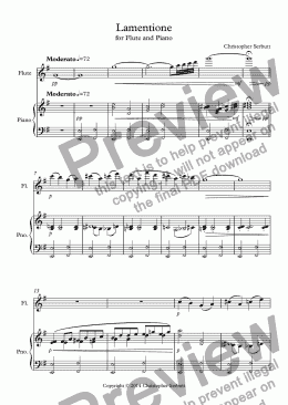 page one of Lamentione (for Flute and Piano)